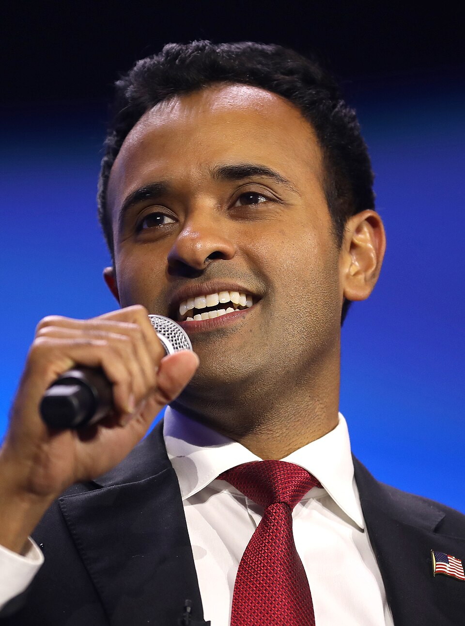 Vivek Ramaswamy speaking at a public event